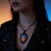 Gothic Crow Cross Miko Halloween Pendant Necklace for Women Men Accessories Gift