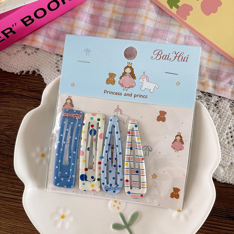 

4pcs Multicolor Polka Dot Plaid Hair Clips for Children Kids Girls Hairpins Bangs Side Clip Barrettes Headwear Hair Accessories