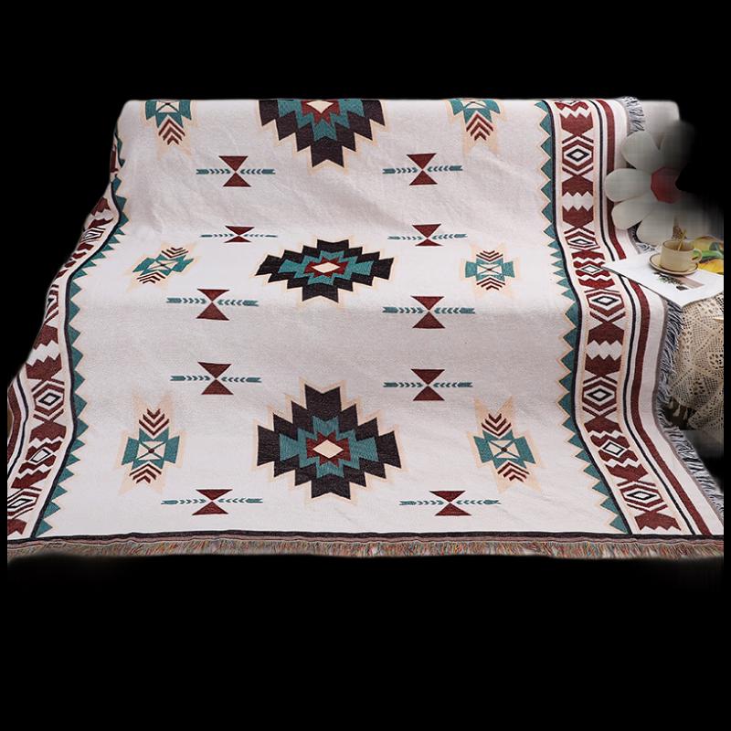 OEING Ethnic Style Multi-purpose Knitted Throw Blanket