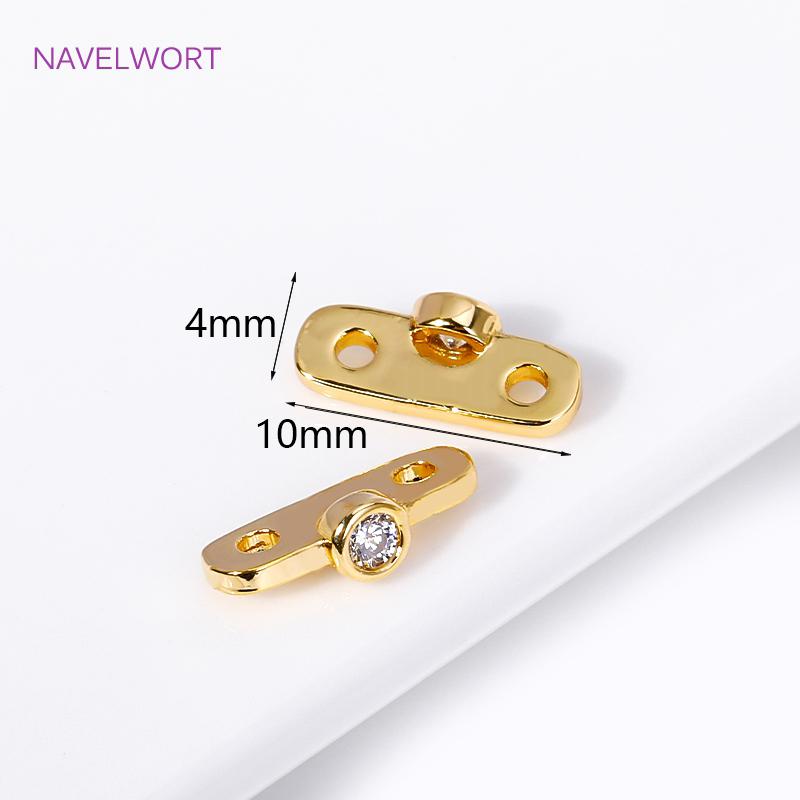 

18K Gold Plated Brass Inlaid Zircon Flower Shape Connector 2/3 Hole Spacer Separators Accessories For Necklace Making Supplies 2 pieces