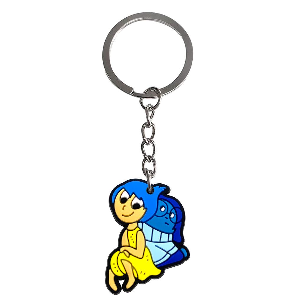 Inside Out PVC Backpack Charm Keychain Pendant - Soft Rubber DIY Ornament & Small Gift