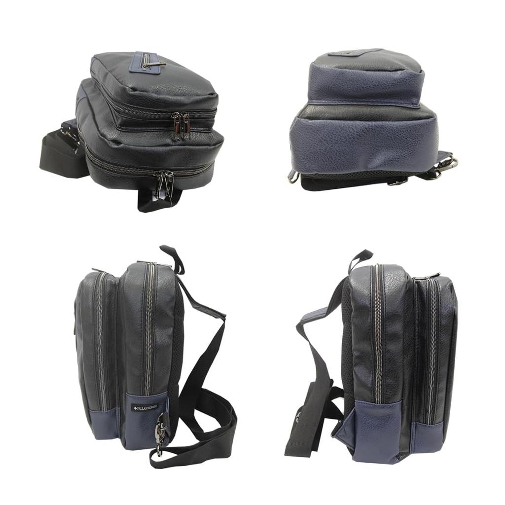Pallas Design Square Body Shoulder Outdoor Bag, Bag, One-Shoulder Bag, Leisure, Men's (Navy)