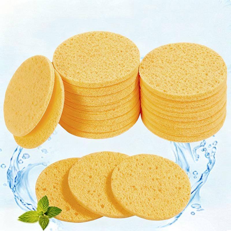 Facial Compressed Cellulose Sponges Reusable Cleansing Face Sponges For Makeup Remover Face Washing Exfoliating Cleaning Tool