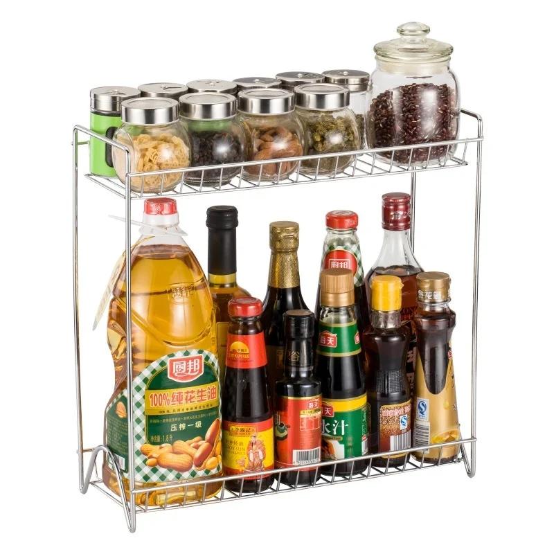 Double-layer Seasoning Shelf Kitchen Supplies Shelf Two-layer Seasoning Box Seasoning Bottle Storage Rack Household Storage Rack