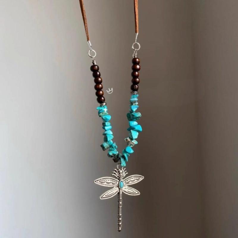 Bohemia Dreamy Dragonfly Necklace Gothic Water Drop Necklace Women s Party Collarbone Chain Zircon