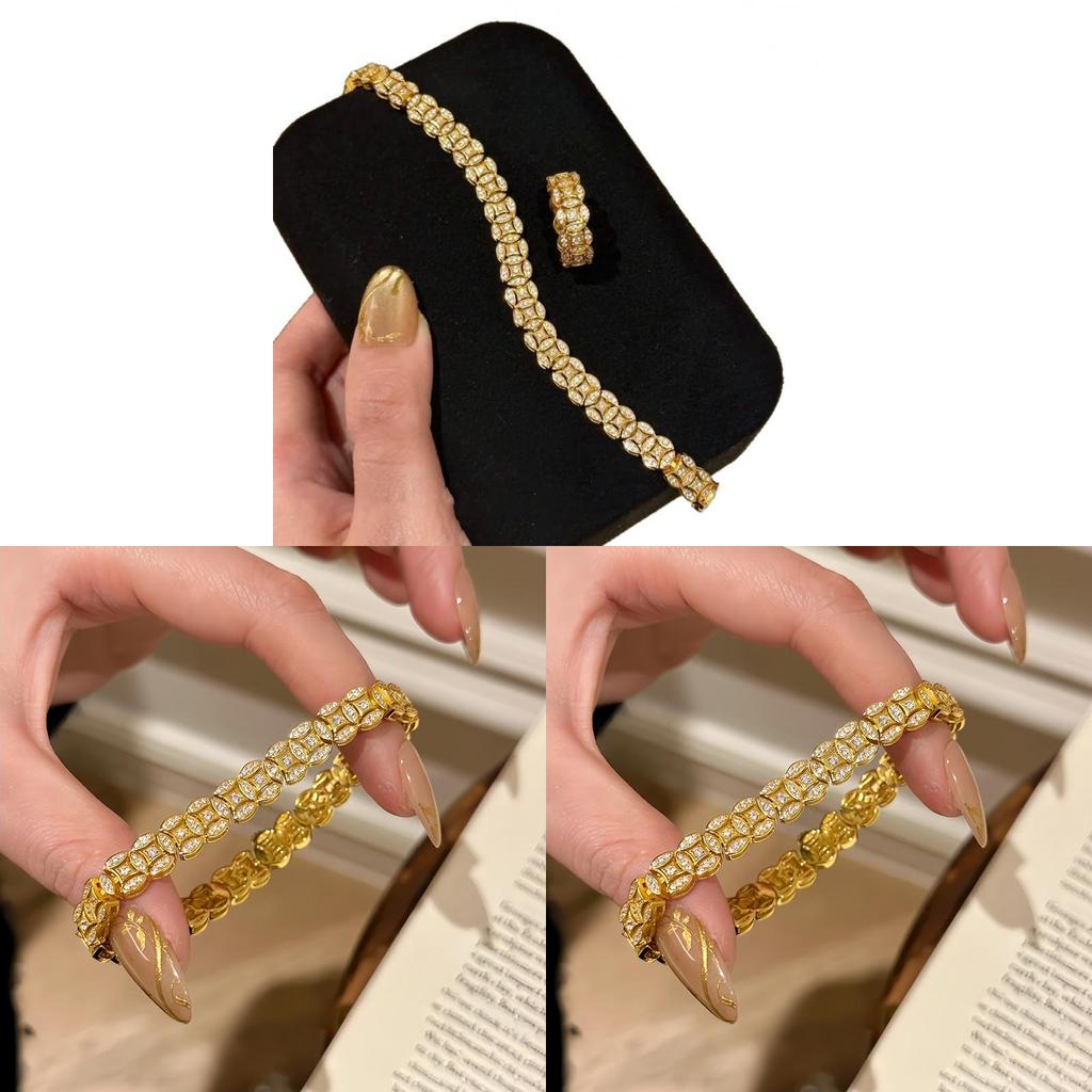 Geometric Zircon Copper Coin Bracelet For Women Gift Gift Giving