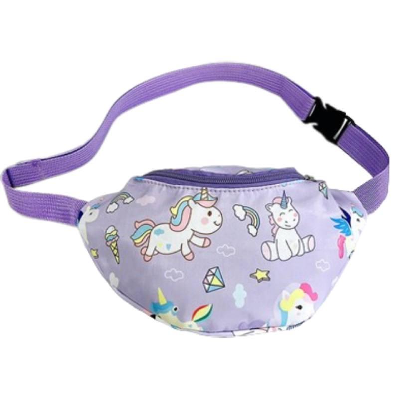 Cute Unicorn Kids Waist Bag Cartoon Dinosaur Shoulder Bag Nylon Material Lightweight And Theft-proof