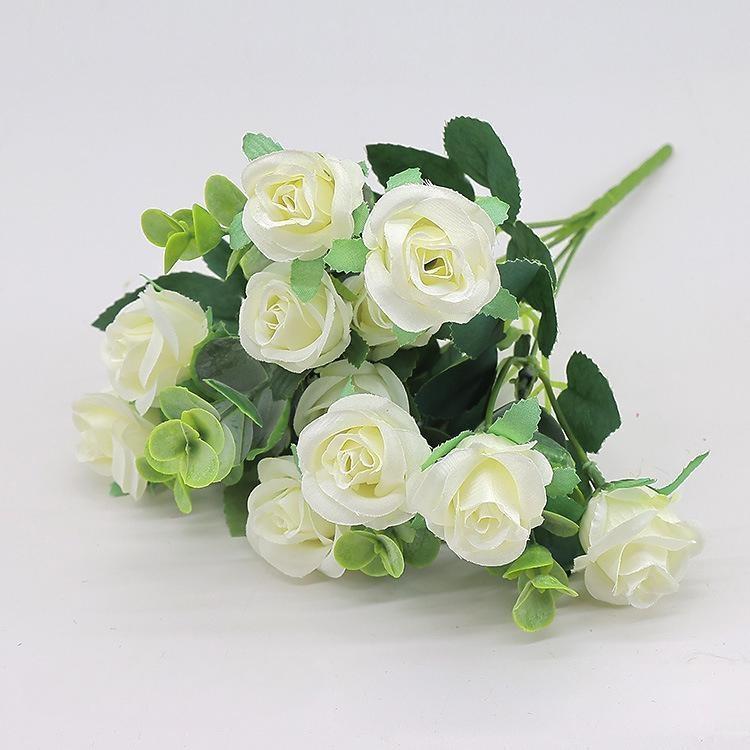 

11 головок евкаліпта, маленька троянда, прикраса дому, весільні прикраси, штучна квітка, пластикова квітка 1PCS білий