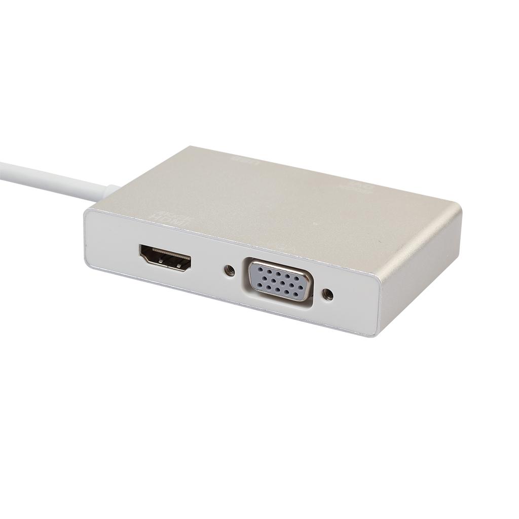 Type-C to HDMI+VGA+DVI+USB3.0 4-in-1 Multi-functional Adapter Type-C Hub for New MacBook Pro Splitter Hub Dock