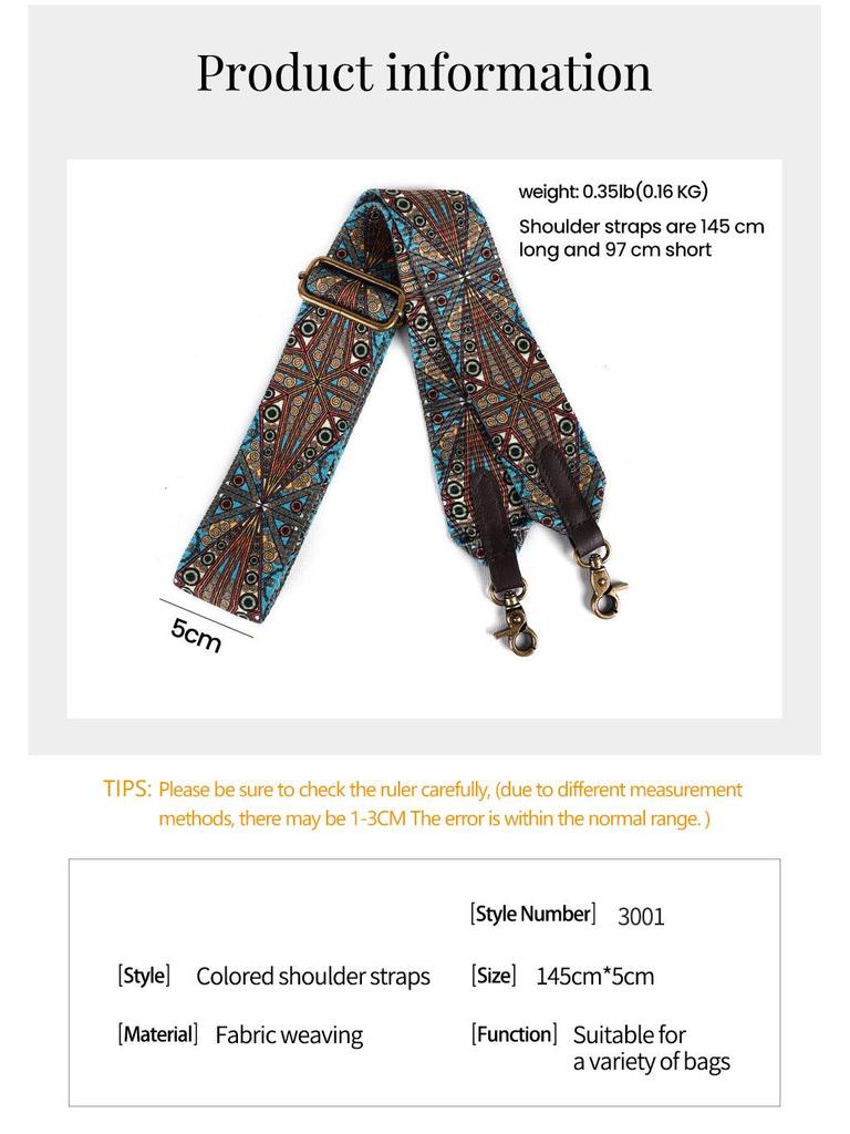 Bohemian Retro Woven Fabric Shoulder Strap for Men's and Women's Bags - Adjustable Bag Strap Replacement