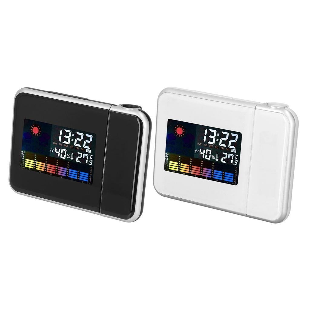 Weather Station Clock Temperature Humidity LCD Color Display LED Backlight Snooze Function Projectio