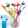 Temporaty Straw Party Supplies Cartoon Pattern Dino Theme Dinosaur Reusable Straws Straws-Plastic