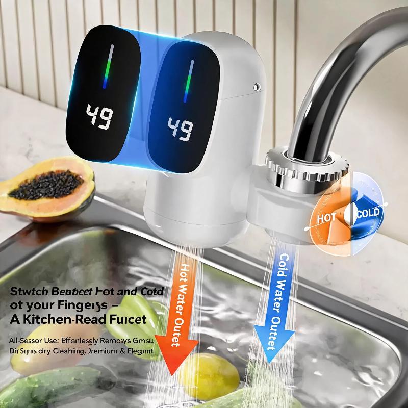 Electric Instant Hot Water Faucet Led Temperature Display Tool Free Installation