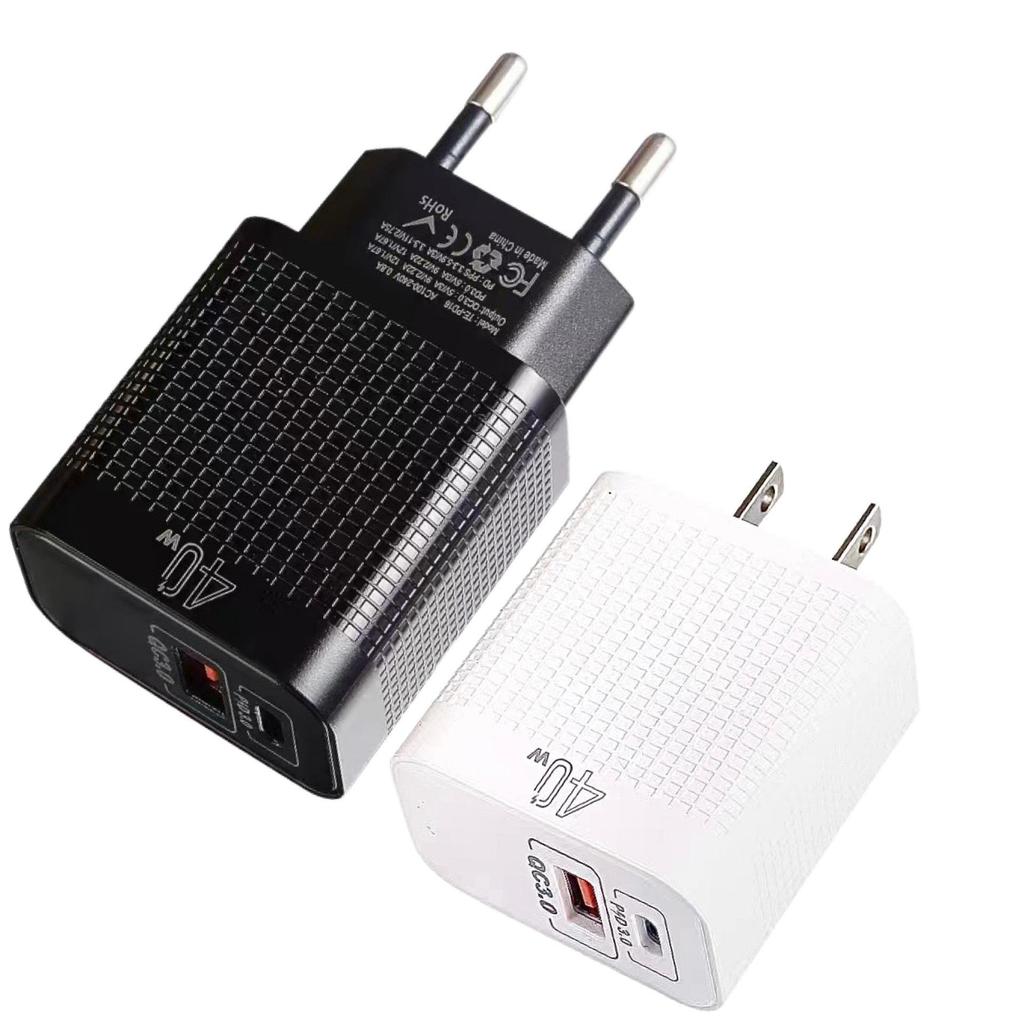 40W Dual-Port Charger (A+C) for Type-C with PPS/VOOC, Supports Super Fast Charging