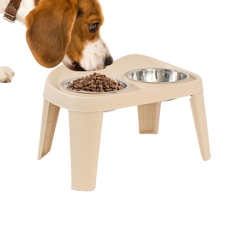 Elevated Dog Feeder Dogs Bowls Foldable Raised Stand with Double Stainless Steel Food Water Bowls for Small Medium Large Dogs
