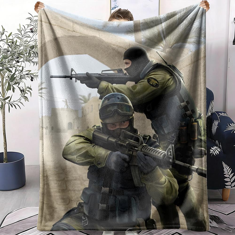 C-Counter Strike CS Go Throw Summer Lightweight Flannel Blanket Soft Breathable AC Throw for Sofa Bed Travel Cozy Nap