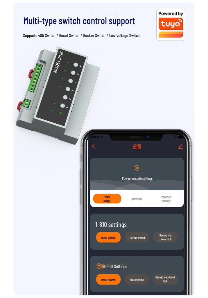 TUYA WiFi 6-Channel Switch Module, RCU Control for Hotels