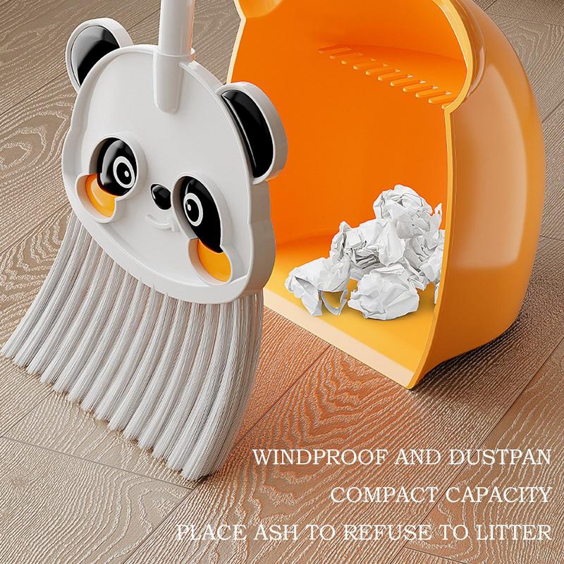 Small Broom Dustpan Set Cute Panda Toddler Broom and Dustpan Combo Housekeeping Helper Combo Pretend Play Cleaning supplies