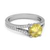 Lemon Quartz Split Pave Band Ring - 925 Sterling Silver