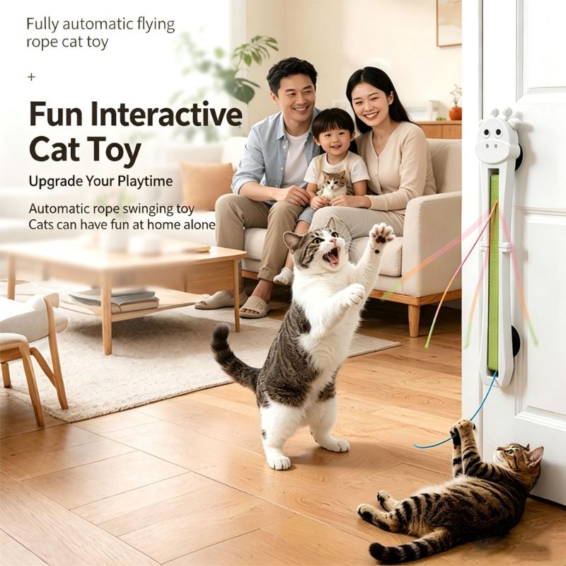 Rechargeable Cord Teaser for Single-Feline and Several-Feline Homes, Automatic Moving Line Device with Flexible Household Positioning