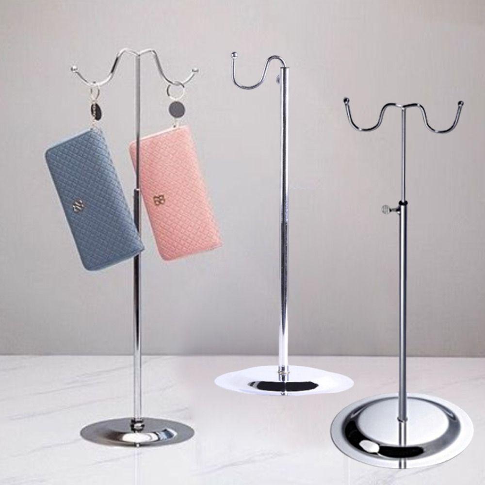 Stainless Steel Bag Clothing Show Shelf Adjustable Polished Metal Display Risers Silver Wallet Holder Stand
