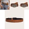 Fashionable Faux Leather Belt With Alloy Heart-shaped Buckle And Vintage Silver Double Heart Clasp Unisex Waistband