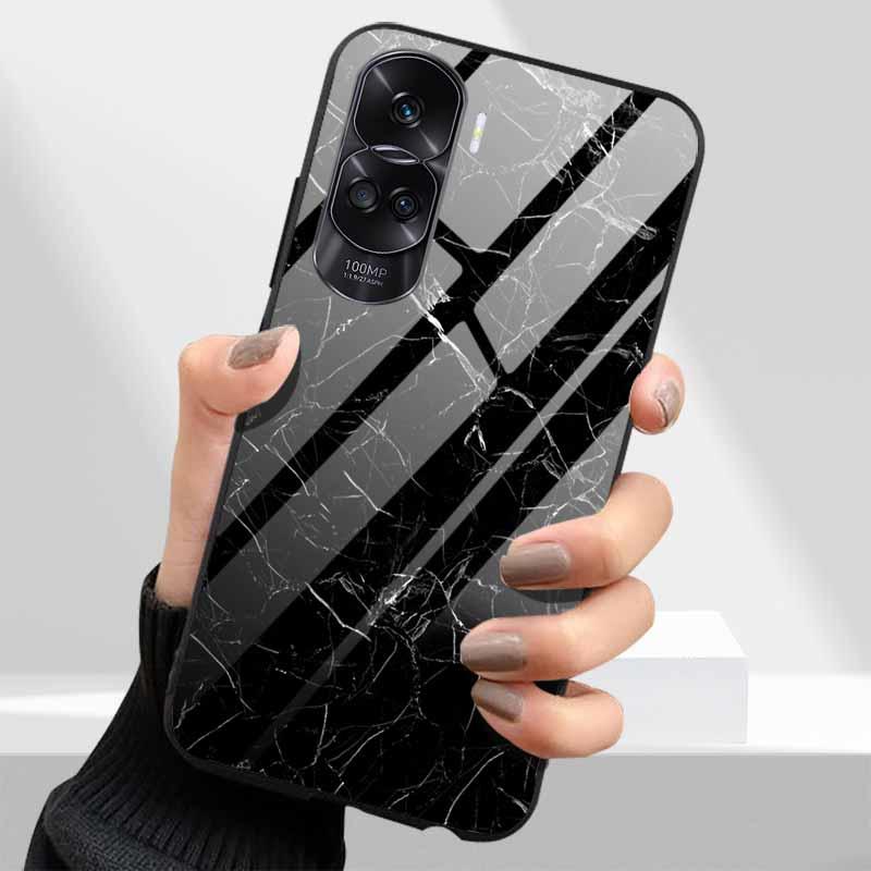 Tempered Glass Hard Cover For Honor 90 Lite 5G Case Lovely Marble Funda Coque For Honor 90 Pro Honor90 90Lite 90Pro Phone Shells