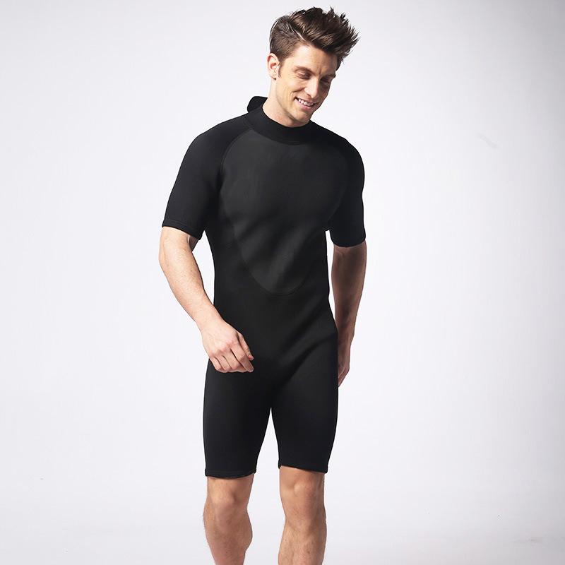 3MM Men's Short-Sleeve Shorty Wetsuit for Diving, Surfing, and Swimming