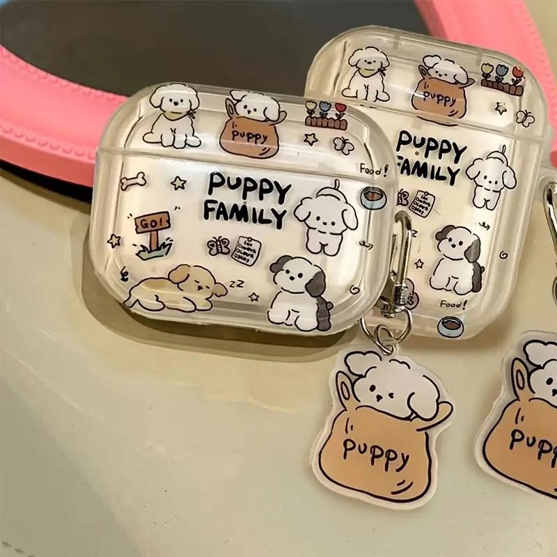 Transparent Letter Puppy Suitable for AirPods 1/1st Generation Protective Case Apple Pro/1 Wireless Bluetooth Headset Cover