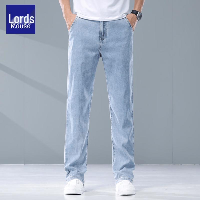 Men s Tencel Blend Loose Straight Fit Cooling Thin Denim Jeans 29