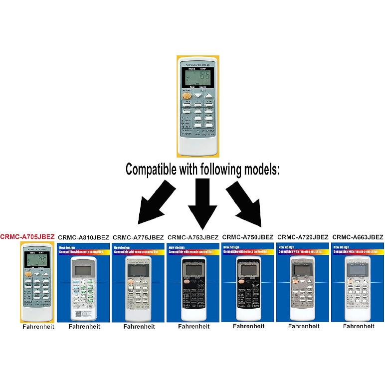 Replacement for Sharp Portable Air Conditioner Remote Control CRMC-A705JBEZ CV-P09LV AY-A9GR CV-2P10SC CV-P09LX CV-P10LC CV-P10MC CV-P10NC CVP10NC-D