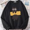 Fun Adhesive Tape Cat Cute Print Cartoons Hoody Men Women Hoodie Autumn New Hoodies O-Neck Loose Clothes Sweatshirts