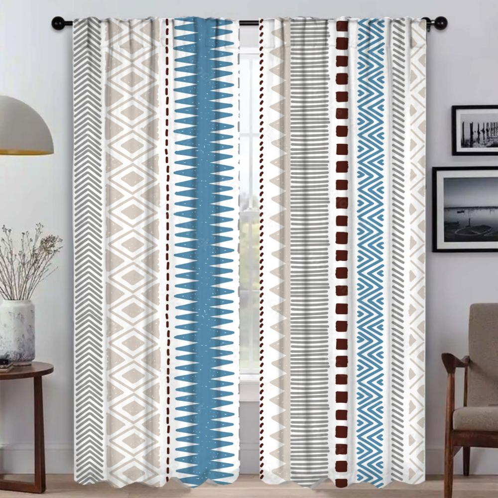 Tulle for Bedroom Bohemian Blackout Curtain for Room 2 Panel Partition Modern Living Room Curtains Halloween Decoration Shades