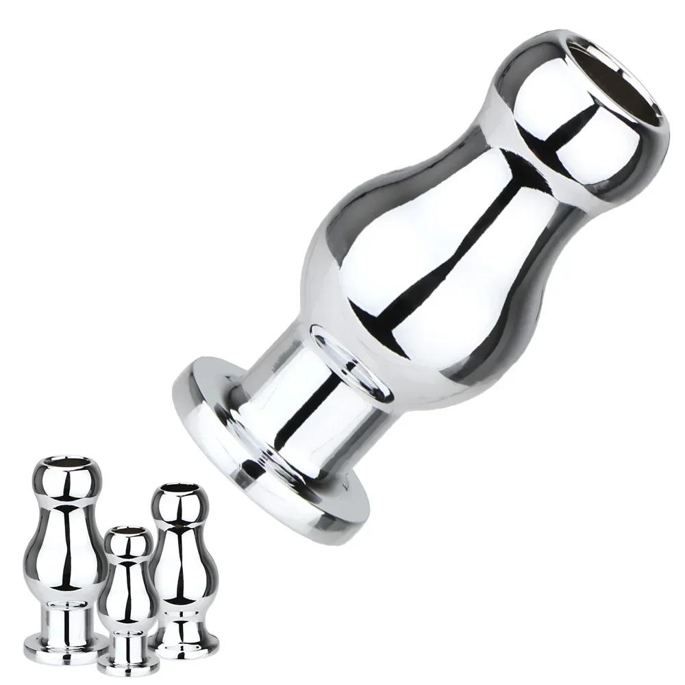 Anal Sex Toys Sex Toys For Woman Men Gay Anal Dilator Metal Butt Plug Douche Enema Syringe Hollow Anal Plug G-spot Stimulator