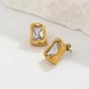 Salircon Exquisite Square Zircon 18K Gold Plated Square Stud Earrings for Women Exquisite Waterproof Stainless Steel Jewelry