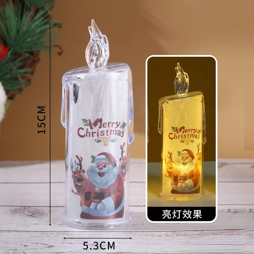 Versatile Christmas Electronic LED Candle Crystal Lamp Decorative PP Material Holiday Xmas Decor Battery Operated Nightlight