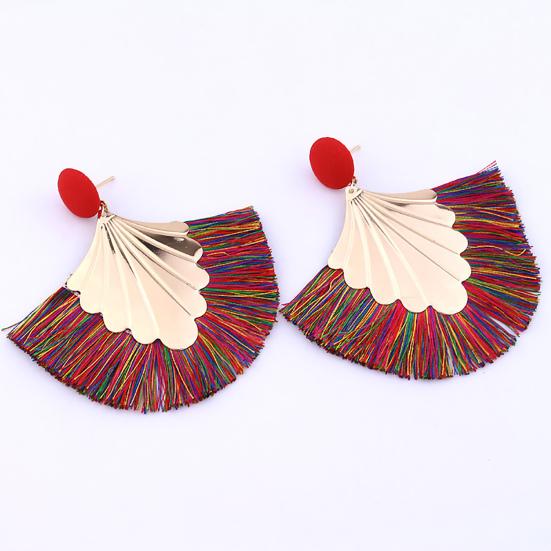 Böhmische Strandparty Quaste Fan Anhänger Schmuck Geschenk für Dame Ohrringe