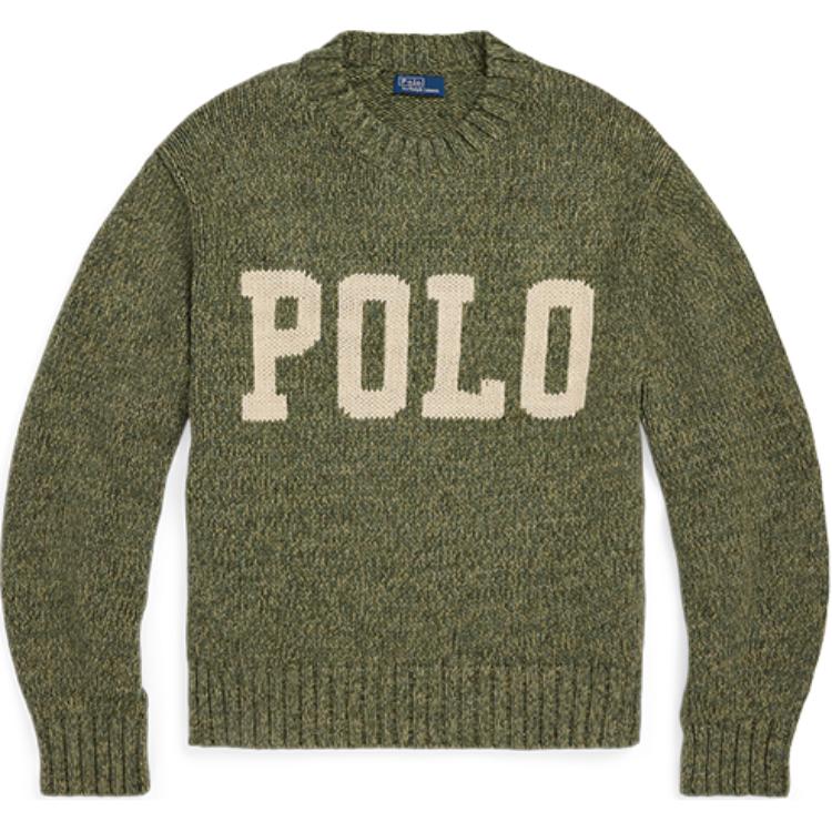 Женский свитер Polo Ralph Lauren однотонный свободного кроя с логотипом, хлопковый с круглым вырезом, цвет шалфейно-зеленый WMPOSWENC021149-300 S