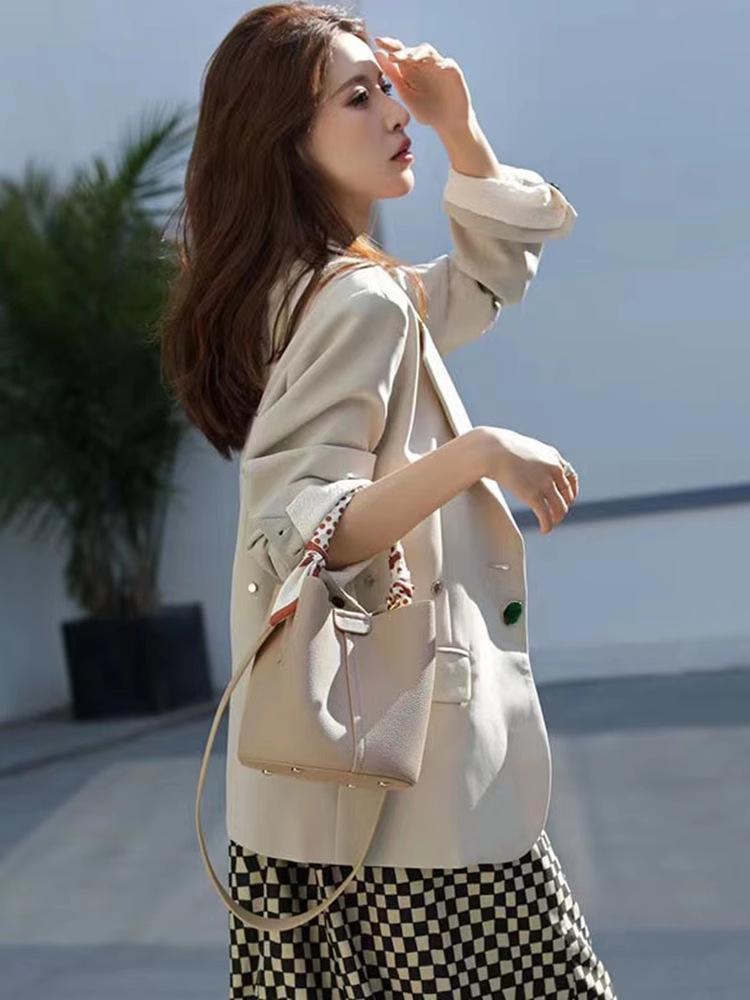 Genuine Leather Large Capacity Vegetable Basket Bag 2024 - High-End Women's Shoulder Crossbody Handbag