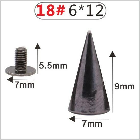 Punk Spike Alloy Bullet Rivet Horn Cone with Base Screw for Apparel, Bags, Shoes