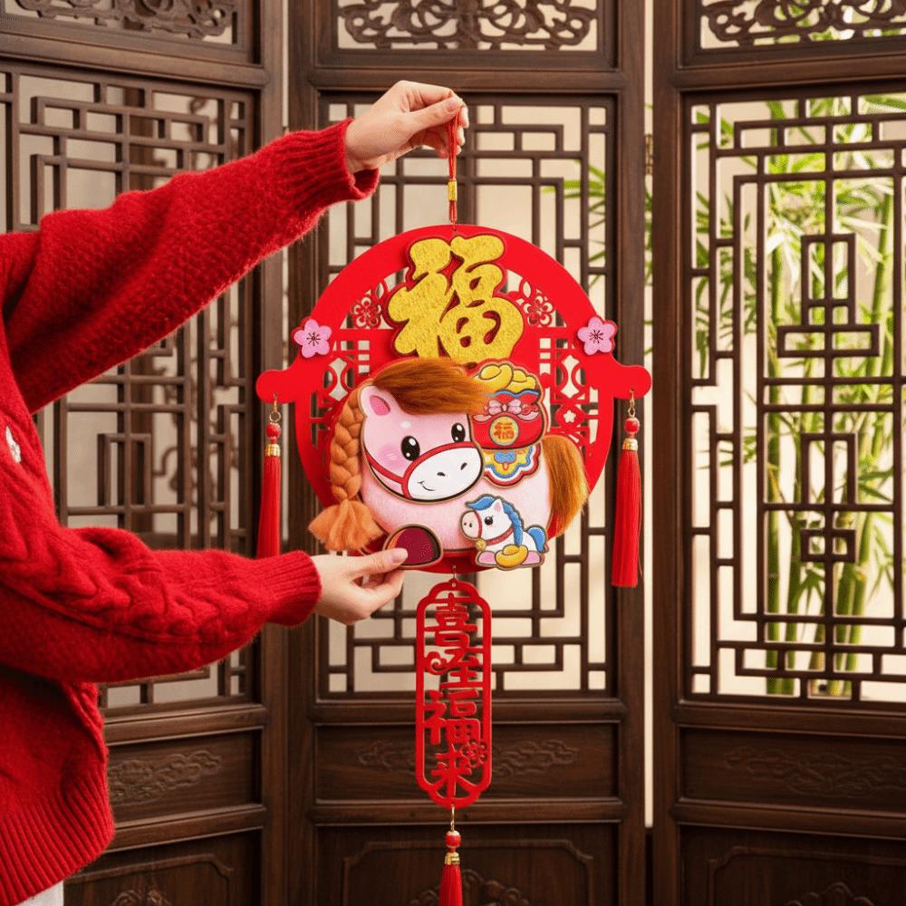 3D New Year Door Decoration Cartoon Lucky Charm Door Hanging Horse Year Pendant Home Furnishings