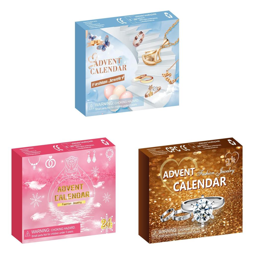 Weihnachts-Countdown-Überraschungsbox Schmuckset Mit Metallischen Accessoires Für Feiertagsgeschenke