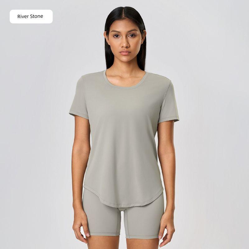 Modal Women Circular Lower Hem Short-Sleeved Sports T-shirt
