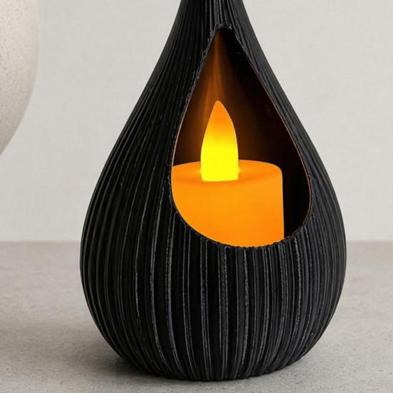 Yousheng Compact Size Candlestick, Vertical Grain Texture Candle Holder, Water Drop Shape 3D Printed Candlestick for Living Room Dining Table