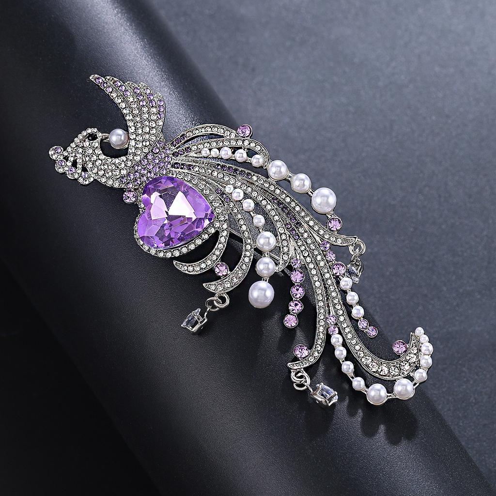 Elegant Classic Women Girls Crystal Peacock Shining Brooch Pin High-end Boutique Exquisite Banquet Party Badges Jewelry Gift