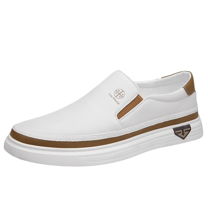 2025 Summer Slip-On Plus Size White Loafers: Non-Slip Soft Sole Casual Shoes for Middle-Aged Men