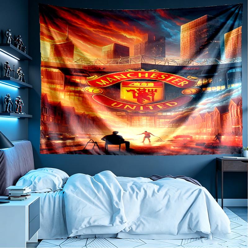 Manchester United F.C Print Tapestry, Lightweight Wall Hanging, for Bedroom, Dorm, Living Room, Home Art Decor - Birthday Christmas Gift for Friends
