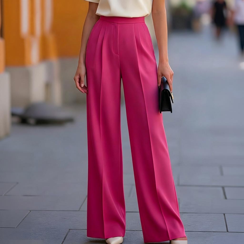 Women's High Waist Straight Leg Drape Dress Pants for Work