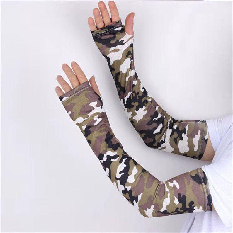 Camouflage Ice Sleeves for Men and Women Summer Breathable Sunscreen Sleeves Outdoor Sports Cycling Anti UV Arm Sleeves