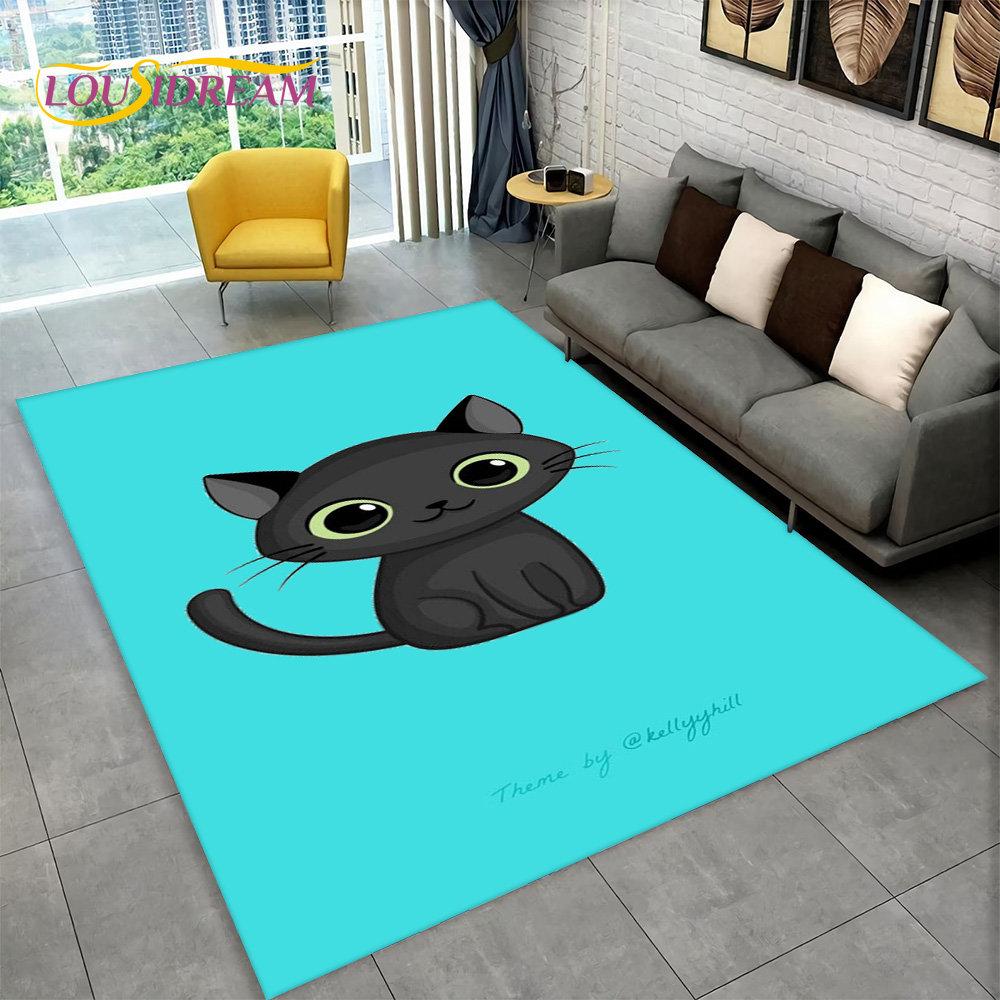 Niedlicher Katzen-Cartoon-Teppich, Teppich für Wohnzimmer, Kinderzimmer, Sofa, Fußmatte, Dekor, Kinder spielen, Krabbeln, rutschfeste Bodenmatte